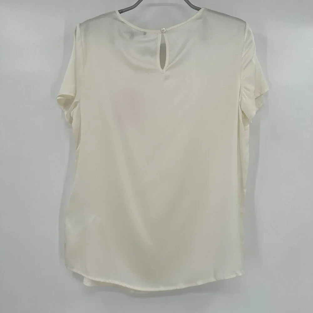 Quince Ivory-White Short Sleeve Silk Tee size XL - Picture 2 of 5